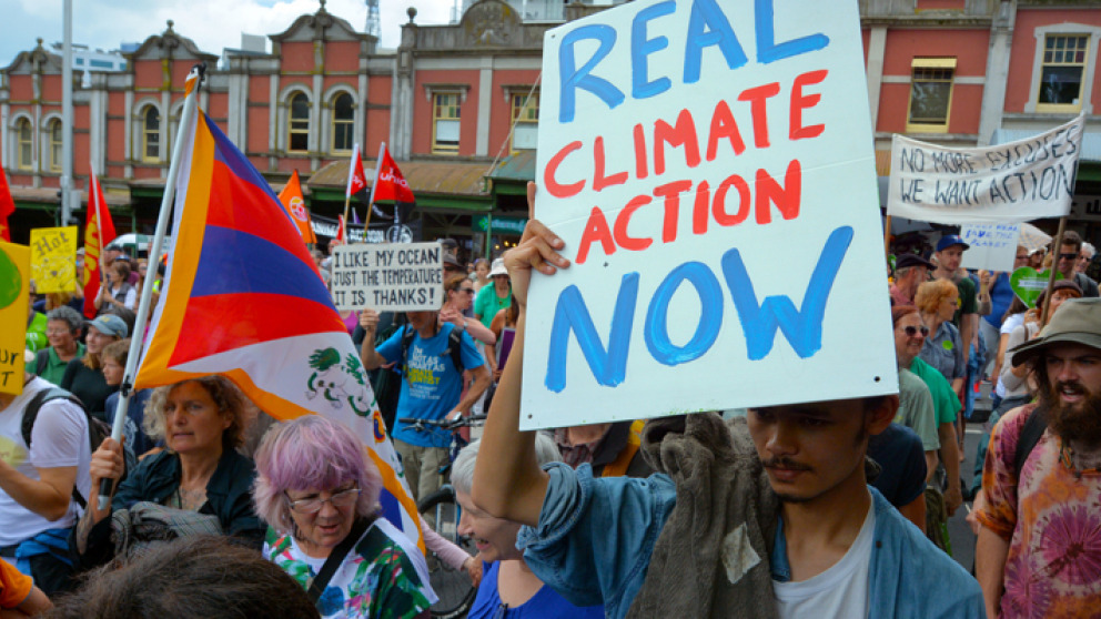 Auckland, 28. November 2015: Tausende Menschen demonstrierten in Neuseeland für den Klimaschutz.